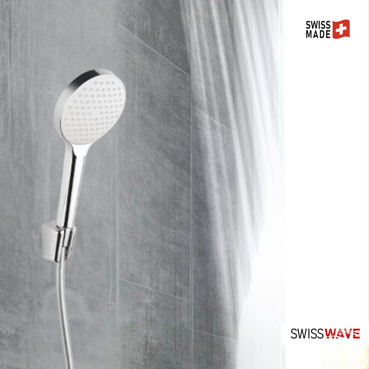 SwissWave 7640348271149 Ensemble Reno Kit Baignoire avec Douche à Jet Unique, Support Fixe, Flexible Inclus, Chromé, Plastique, 300 g