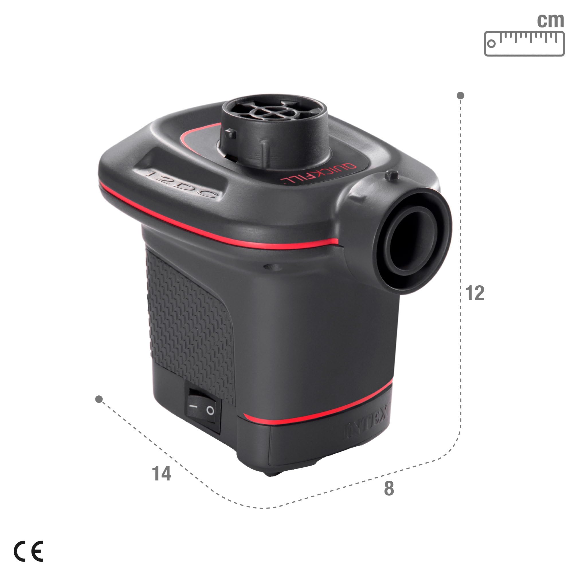 Intex Pompa Elektryczna, Czarny/Czerwony, 12 V