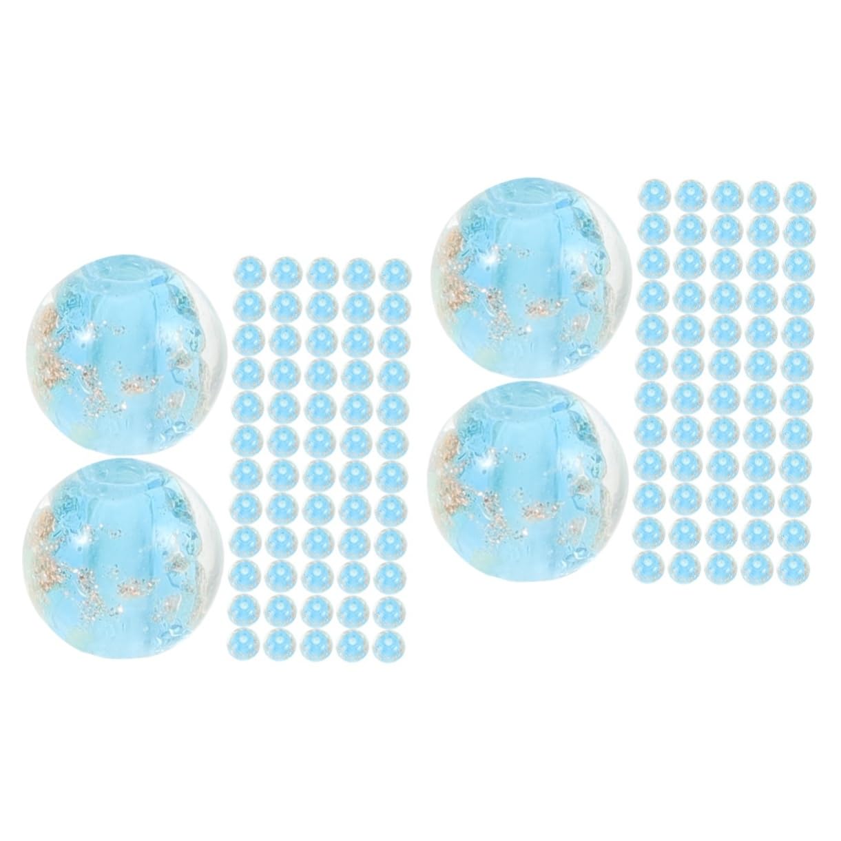 SHINEOFI 200 Piezas Cuentas Luminosas Azul Lago 100 Piezas Cuentas De 8 Mm Para Hacer Joyas (azul Lago 8 Mm) 100 Piezas Cuello Joyería Cuentas Sueltas Pulsera De Cuentas Sueltas Vidrio