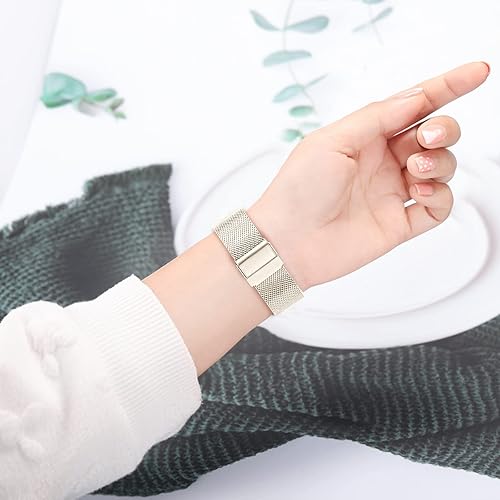 Miniatura 7 de TRUMiRR Correa de repuesto para reloj Galaxy Watch 7 6 1.575 in dorado, malla de acero inoxidable de 0.787 pulgadas para Samsung Galaxy Watch 7 6 5