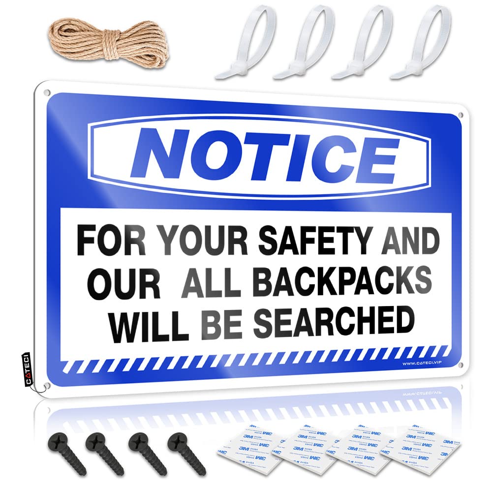Pravoxi Women's One Color Door Signs For Bedroom Notice For Your Safety And Our All Backpacks Will Be Searched Tin Sign Whiskey Signs For Home Bar Bar Signs For Man Cave