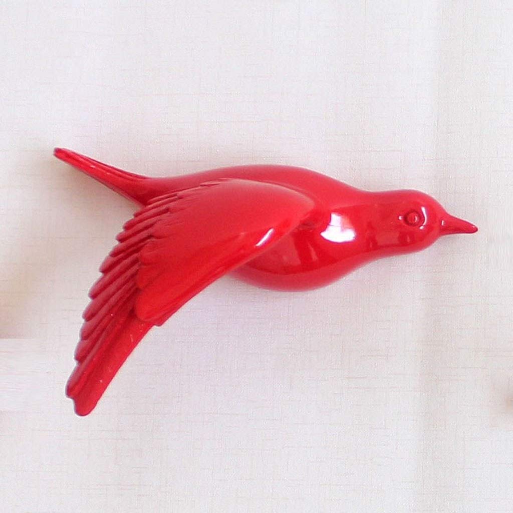 Sculpture oiseau en résine rouge : décoration murale moderne faite main