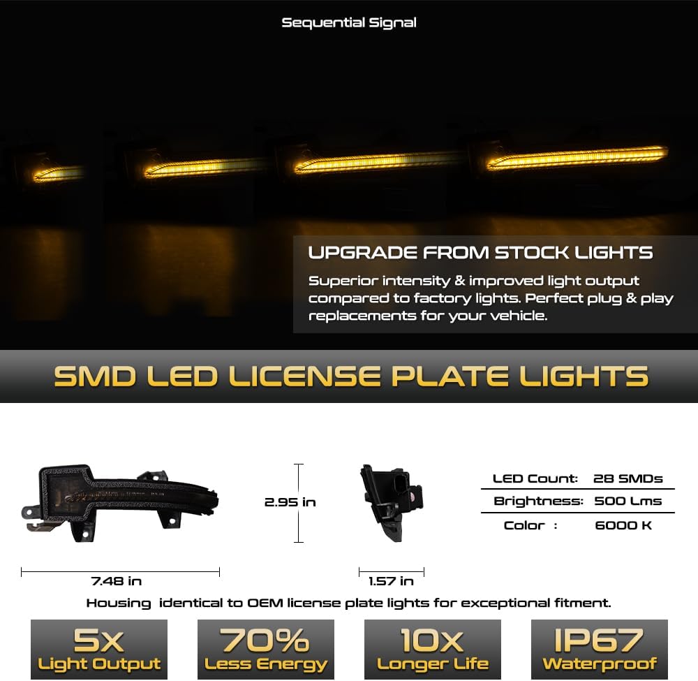 VIPMOTOZ [Sequential Turn Signal] Full LED Side Mirror Light Indicator Lamp Assembly Replacement Compatible with 2019-2023 Honda Accord Touring Chrome Housing Smoked Lens, Driver & Passenger Side Kit