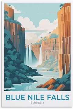 Blue Nile Falls Travel Poster Canvas Wall Art Print Vintage Travel Framed & Unframed Home Room Decor Picture 12x18inch30x45cm