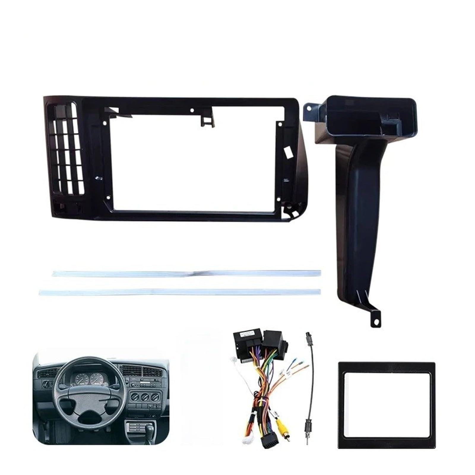 Mascherina Autoradio Cornice Stereo 9 Pollici Autoradio Fascia Video Pannello Lettore Audio Cornice Cruscotto Kit Montaggio Filo Vestito per VW per Golf 3 1991-2001 2002 2003