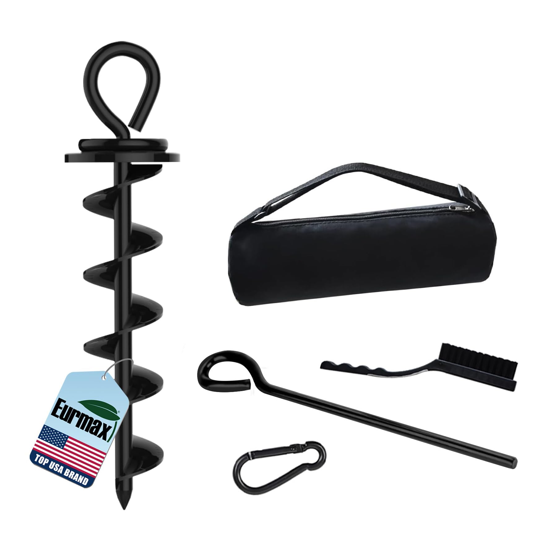 Eurmax USA Heavy Duty Dog Tie Out Stake, No-Tangle In Ground Anchor Runner for Large Dogs up to 210 Lbs - Perfect for Yard, Beach and Camping (Medium,Black)
