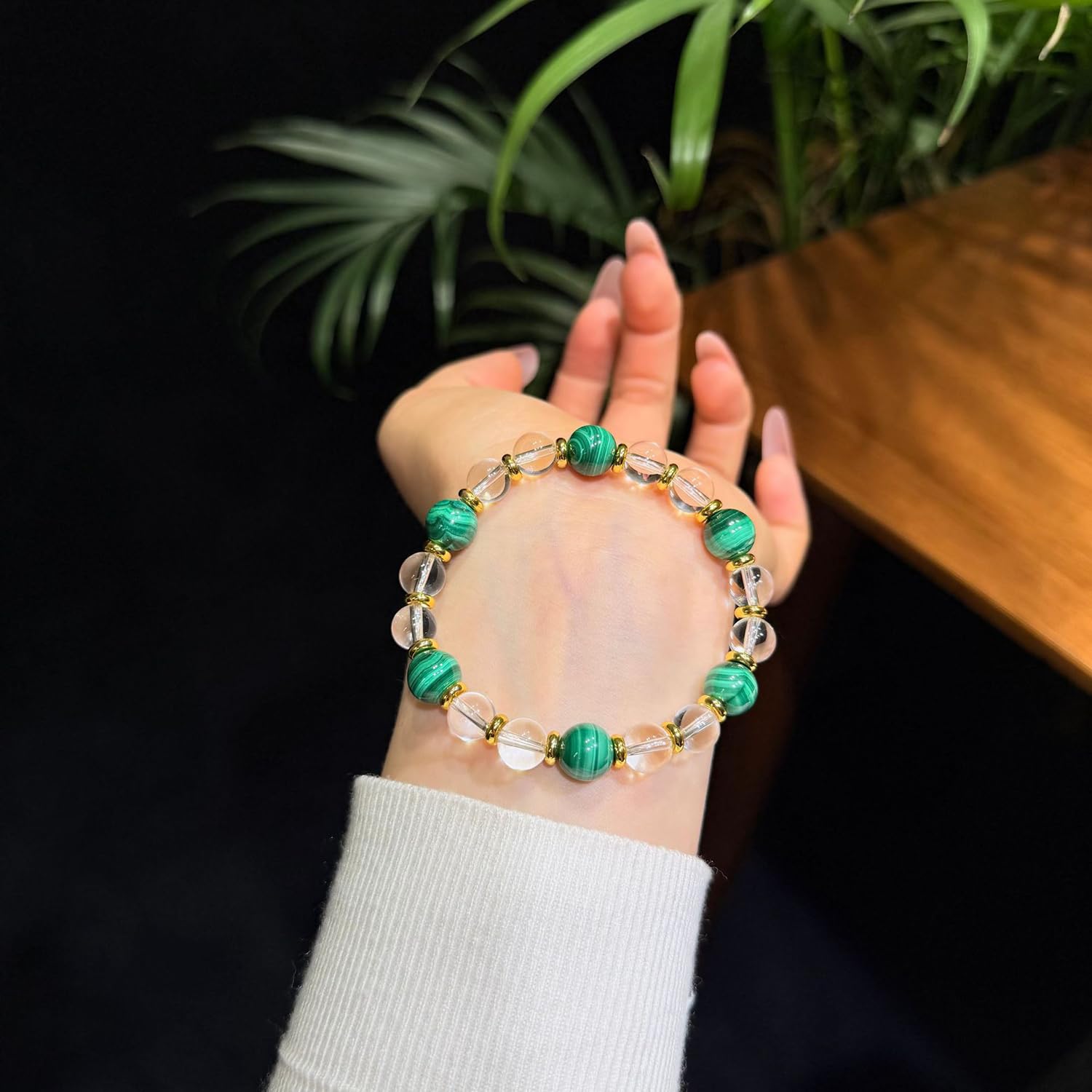 Bracciale perline pietre preziose naturali, braccialetti elastici cristallo