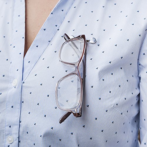 Readerest Magnetic Eyeglass Holder, ID Badge Holder, Sunglasses Holder, Name tag, Shark Tank (Stainless Steel, 2 Pack), Made in USA, for Men and Women