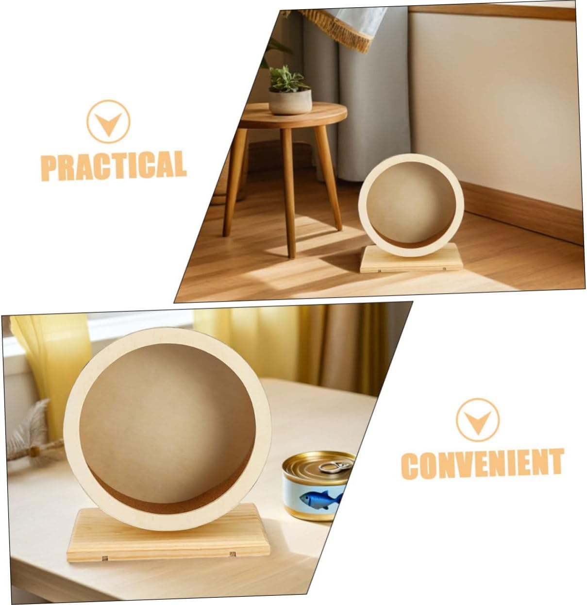 2pcs Noise-reducing Wooden Hamster Running Wheel with Soft Cork Surface for Small Pets Comfortable Exercise for Hamsters Chinchillas Guinea Pigs and Rats Easy to Clean