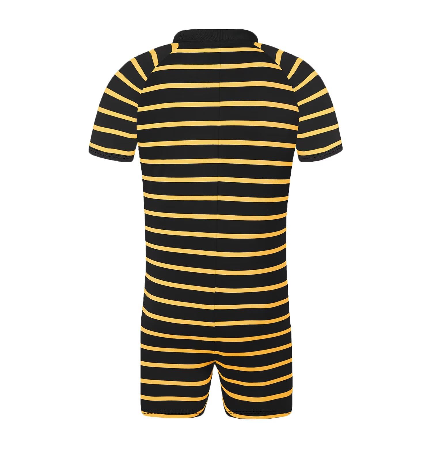 Landofgenie Onesie Pyjama Herren Kurzarm Baumwolle Strampler One Piece Bodysuit Gestreiftes Romper für Männer