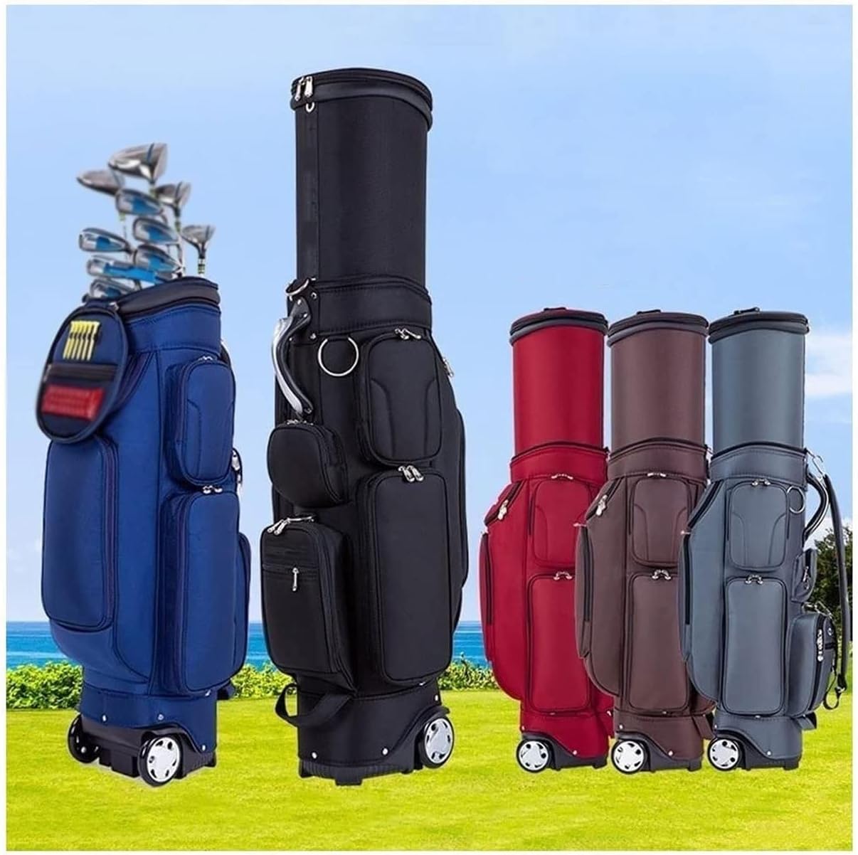 Portable Lightweight Golf Club Cart Bags Golf Club Carry Bags Golf Stand Bags for Men Women Golf Equipment (Color : Black)
