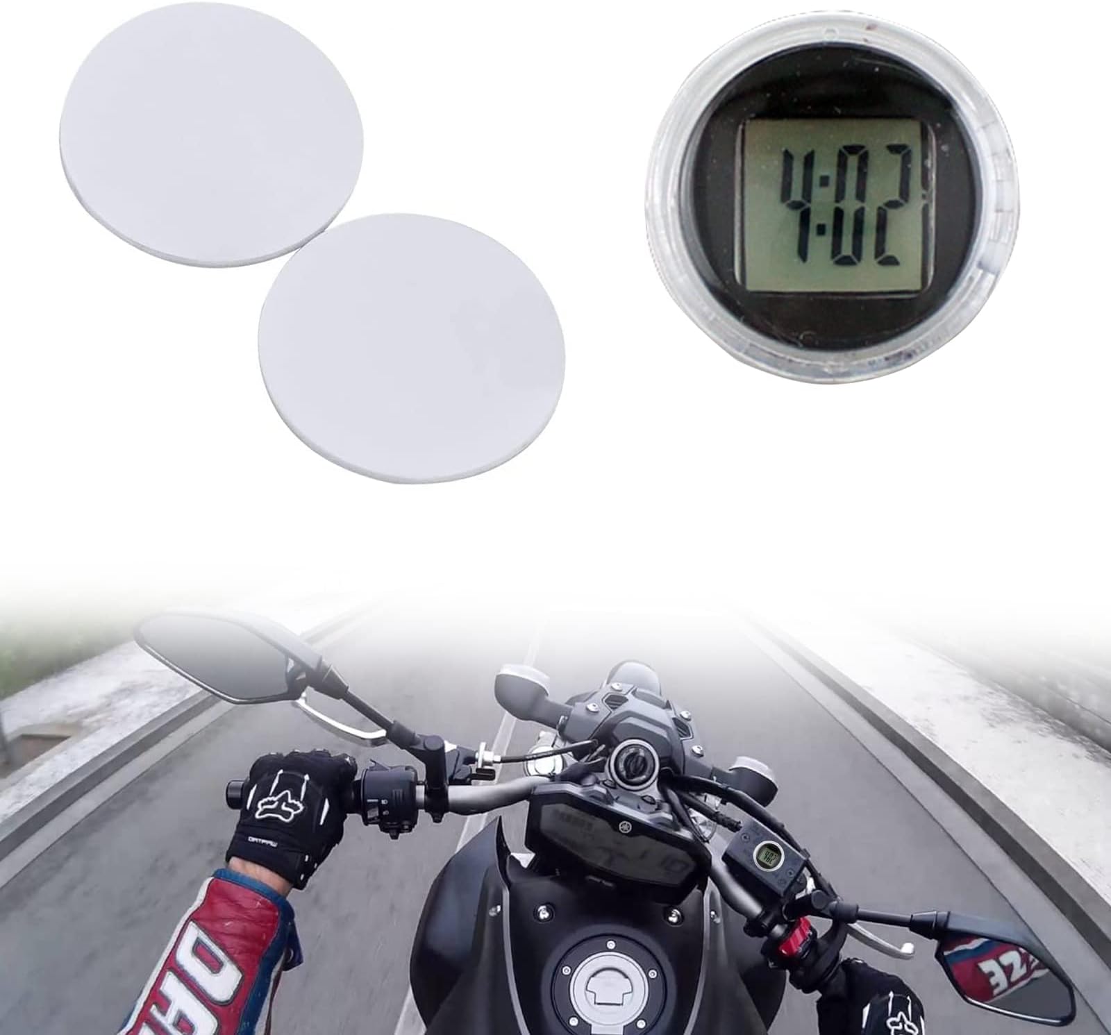 Motorcycle Digital Clock, Motorcycle Watch Clock, Easy To Read Time Display Portable Time Small Novelty Interior Car Watch For Vehicle Office Desk Decoration (Black)