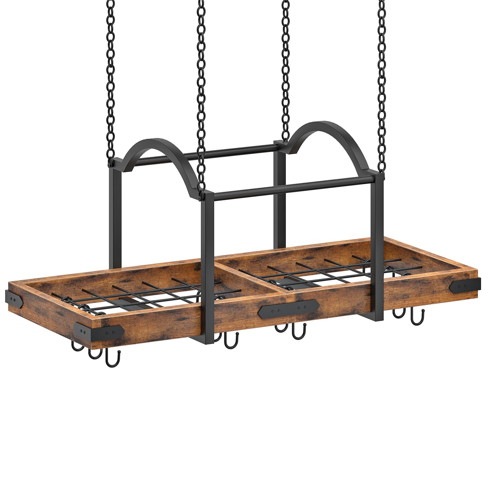 HOOBRO Topfdeckelhalter, hängendes Topfregal, Küchenregal mit 10 S-Haken, Deckenmontiertes Topf Organizer, Hängeregal mit Bogenrahmen für Töpfe und Küchenutensilien, Pfannenhalter für Küchen EBF80TL01