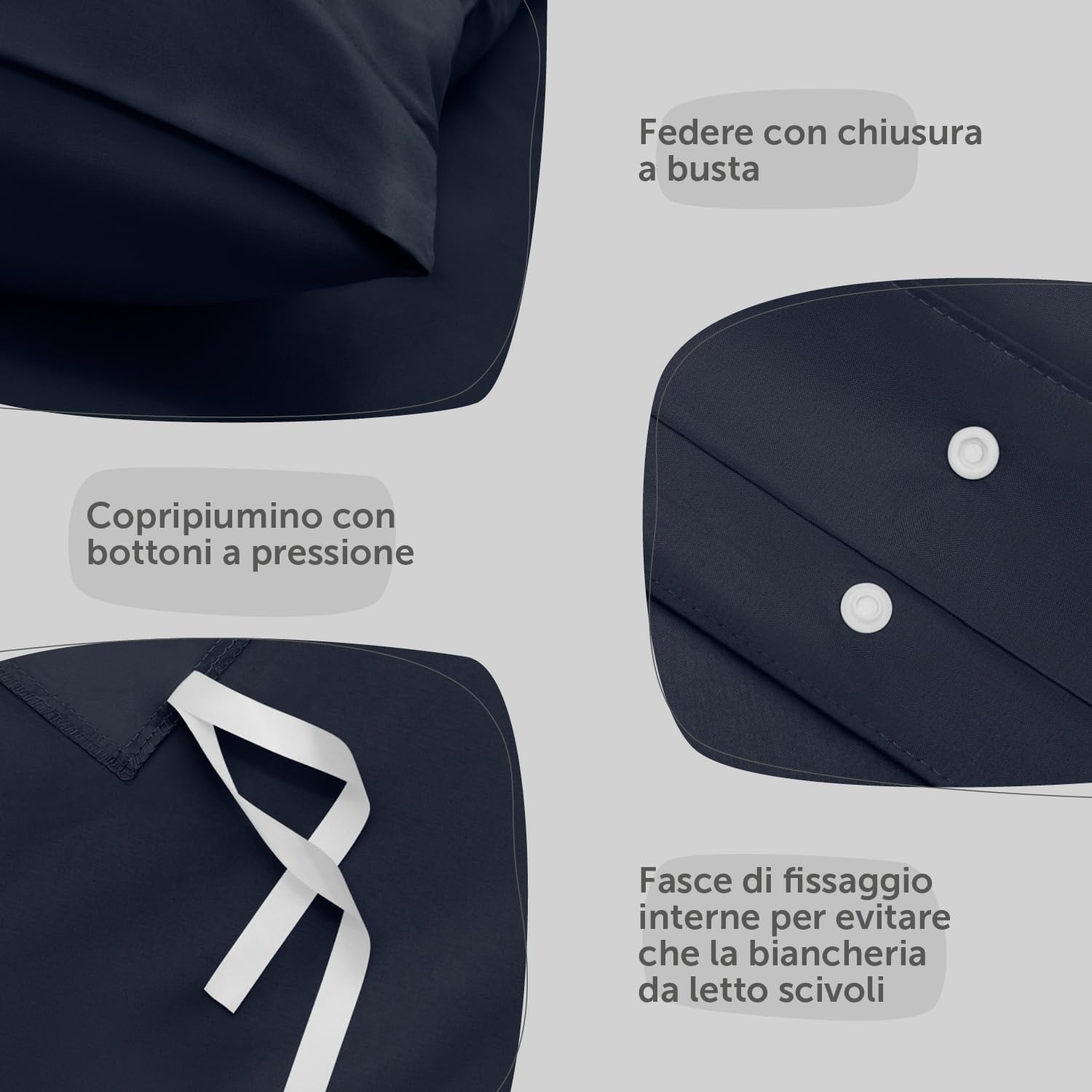 Blumtal Copripiumino Matrimoniale 240x220 e Federe 50x80 - Set di Lenzuola in microfibra extra morbida certificata Oeko-Tex, Set Copripiumino Matrimoniale con 2 Federe - 3 pezzi - Blu Oceano