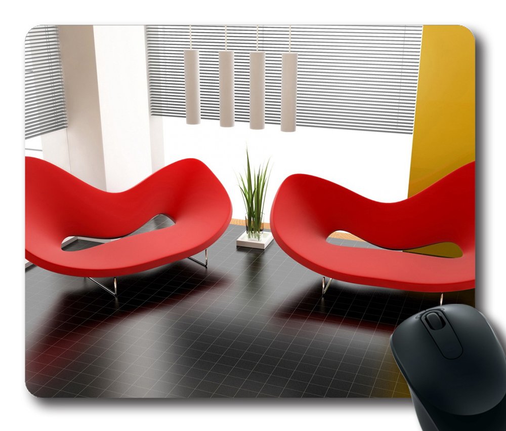 Personalized Custom Gaming Mouse Pad Oblong Shaped Modern Red Sofas Design Natural Eco Rubber Durable Computer Desk Stationery