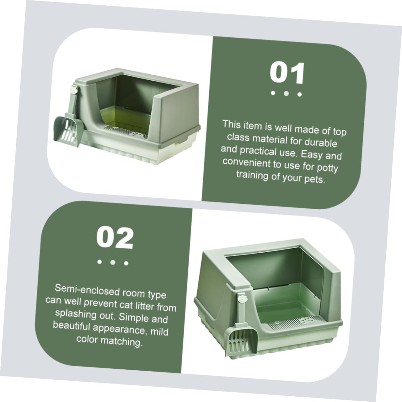 Supvox Halbgeschlossene Katzentoilette Für Haustiere Aus Pp-material Anti-spritz-design Großzügiger Raum Für Katzen Und Kätzchen Für Töpfchentraining Und Streu-container