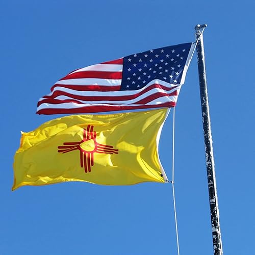 Miniatura 2 de Bandera del estado de Nuevo México, 3 x 5 pies, doble cara, 3 capas, poliéster, NM, banderas de Nuevo México con 2 ojales de latón