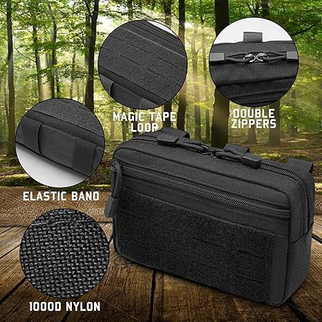Bolsas tácticas compactas Molle – Bolsa de administración táctica resistente al agua para chaleco, mochila, cinturón de trabajo, chalecos tácticos (negro) — view 3