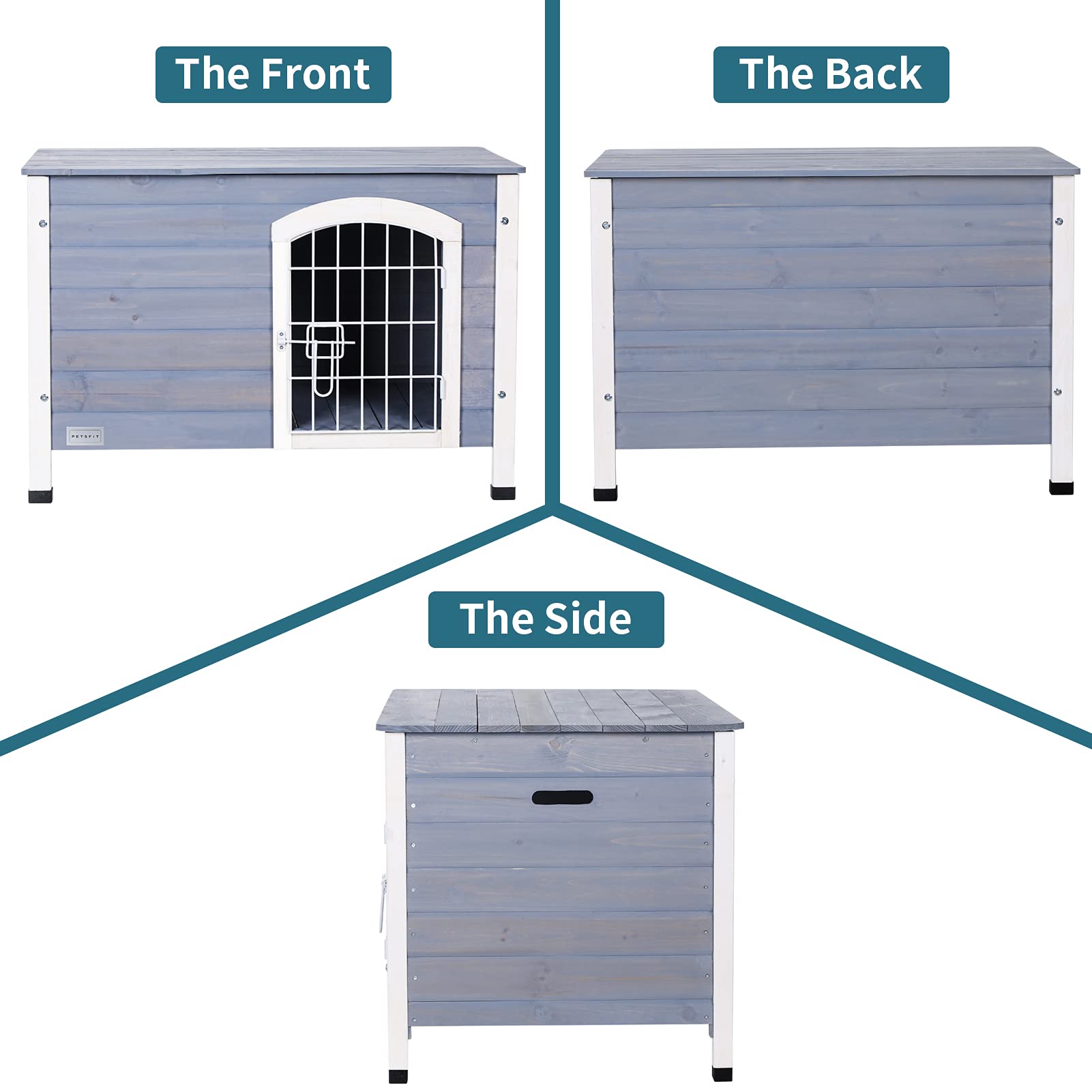 Petsfit Wooden Dog Crate Indoor with Barrier Safety Gate,Large Wooden