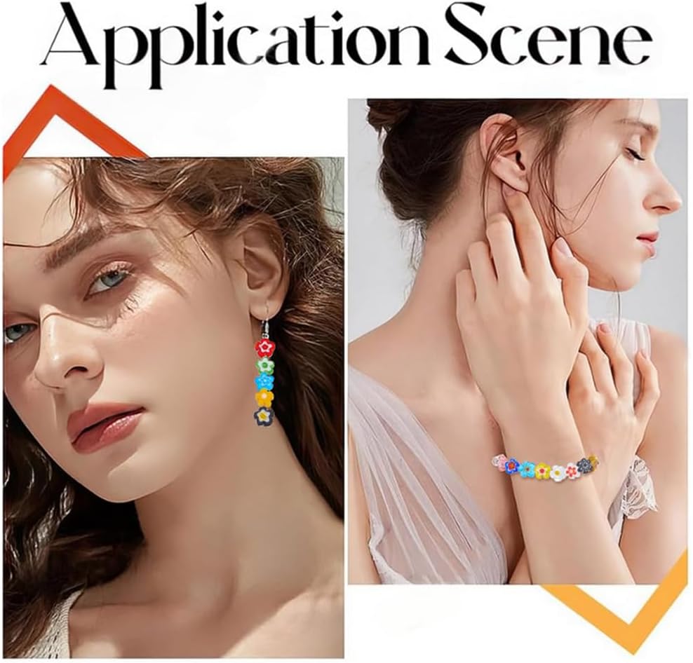 100Pcs Flower Lampwork Glass Beads Bulk Assorted Flat Flower Bracelet Bead Small Millefiori Lampwork Floral Loose Bead for DIY Bracelet Necklace Jewelry Making Craft Hole: 1mm - Image 5