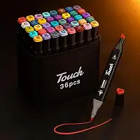Kit Canetinha de 48 Canetas Marcador Permanente Ponta Dupla Touch Coloridas para Desenho Profissional Escolar Infantil com Estojo Organizador Base Artista Canetinha Hidrográficas Alcool Caneta Colorir