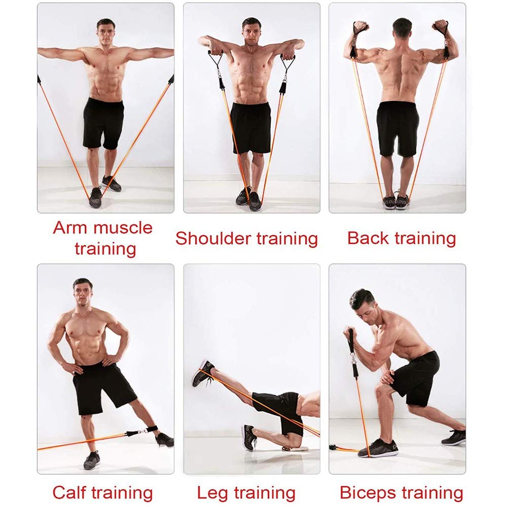 Set di Fasce di Resistenza,Bande di Resistenza,Bande Elastiche in Lattice con Maniglie,Gancio,Cinghie Puntapiedi Borsa, Bands Elastici per Attrezzi da Fitness Yoga Pilates