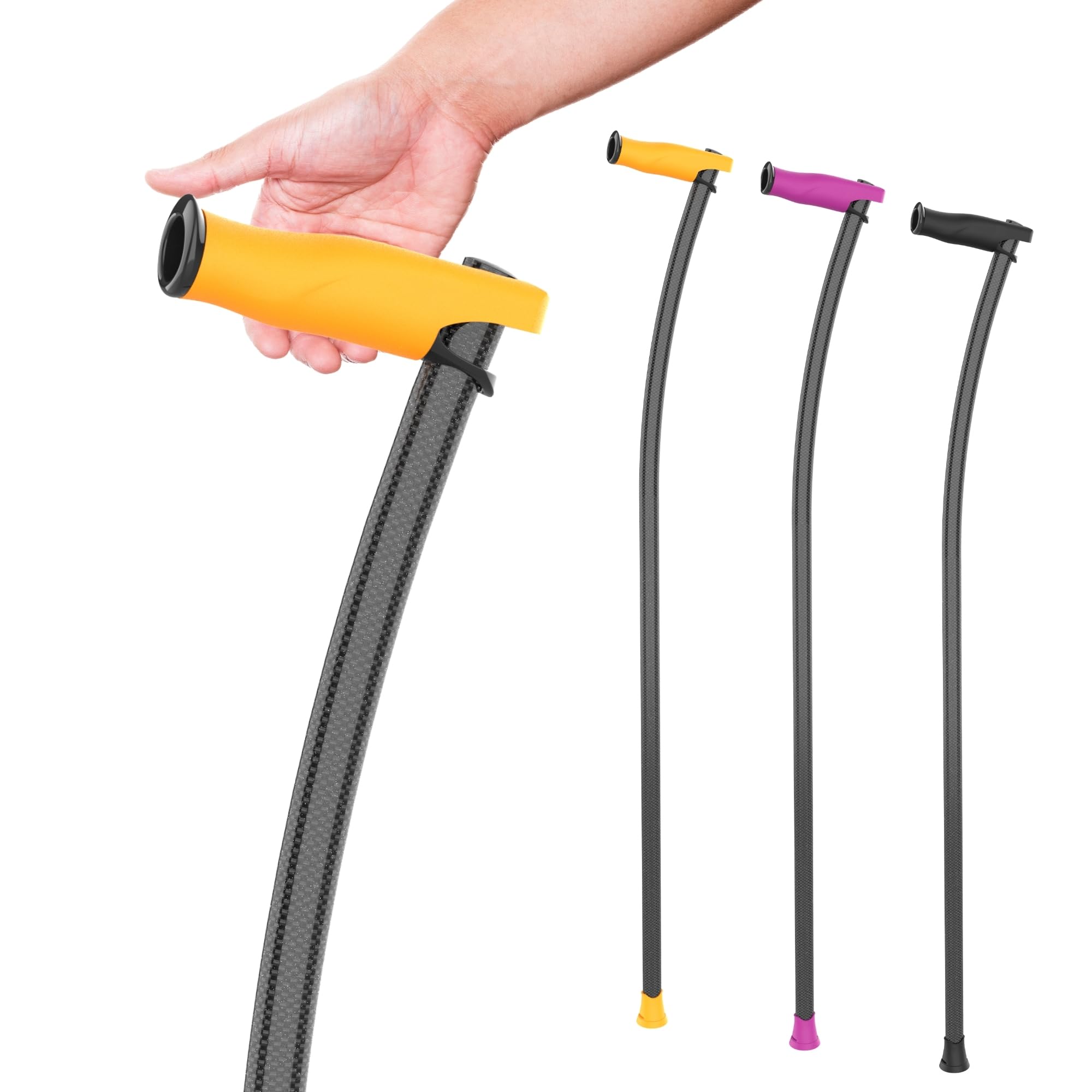 Bastón para Personas Mayores de Fibra de Carbono INDESmed | Ultra-Ligero, Ajustable, Ergonómico y Resistente | Ayuda para Caminar con Mango Antitendinitis | Cómodo y Seguro (Naranja, S (155-165cm))