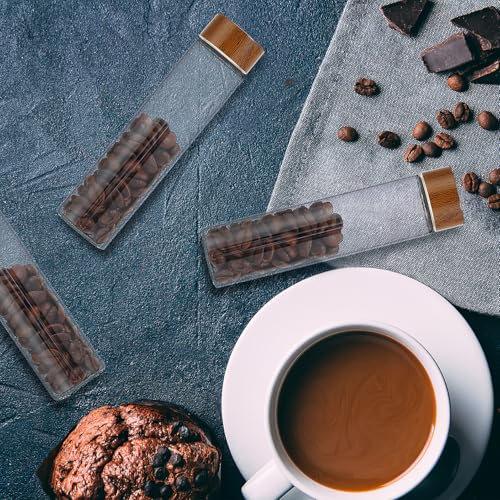 Tubos de vidrio para almacenamiento de café con soporte de madera miniatura 5