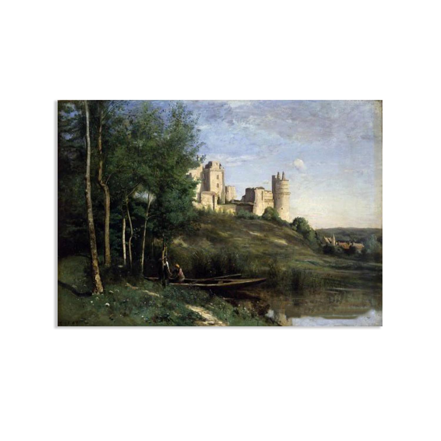 Jean Baptiste Camille Corot Wall Art Ruins of the Chateau of Pierrefonds Famous Nature Painting Print Giclee Canvas Wall Decor for Living Room Bedroom Office Home Decor100x70cm(33x28in)Poster