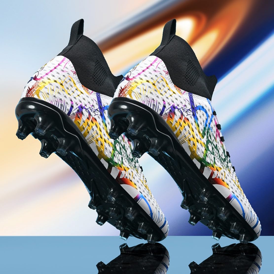 Scarpe da Calcio Professionali Alte da Uomo per Ragazzi Scarpe da Calcetto con Tacchetti per Bambini per Sport all'aperto su Erba Sintetica