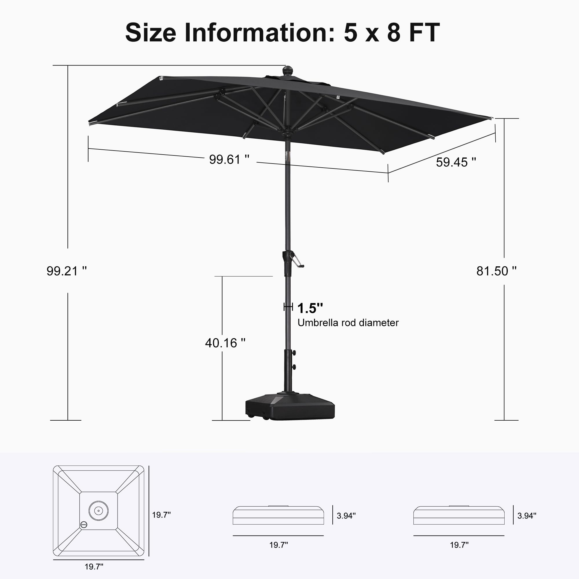 blue patio umbrella replacement LAUSAINT HOME Accessories for Cantilever Umbrella Patio Umbrella  Replacement Canopy