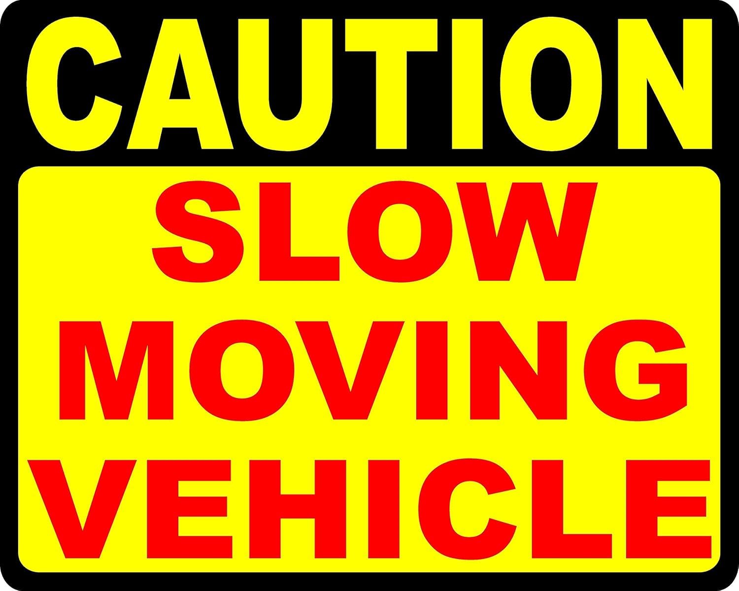 Caution Slow Moving Vehicle Rust-Free Aluminum Warning Sign - Weather Resistant, Waterproof, Easy to Mount for Construction Site, Farm, Warehouse, Indoor/Outdoor 12x8 inch