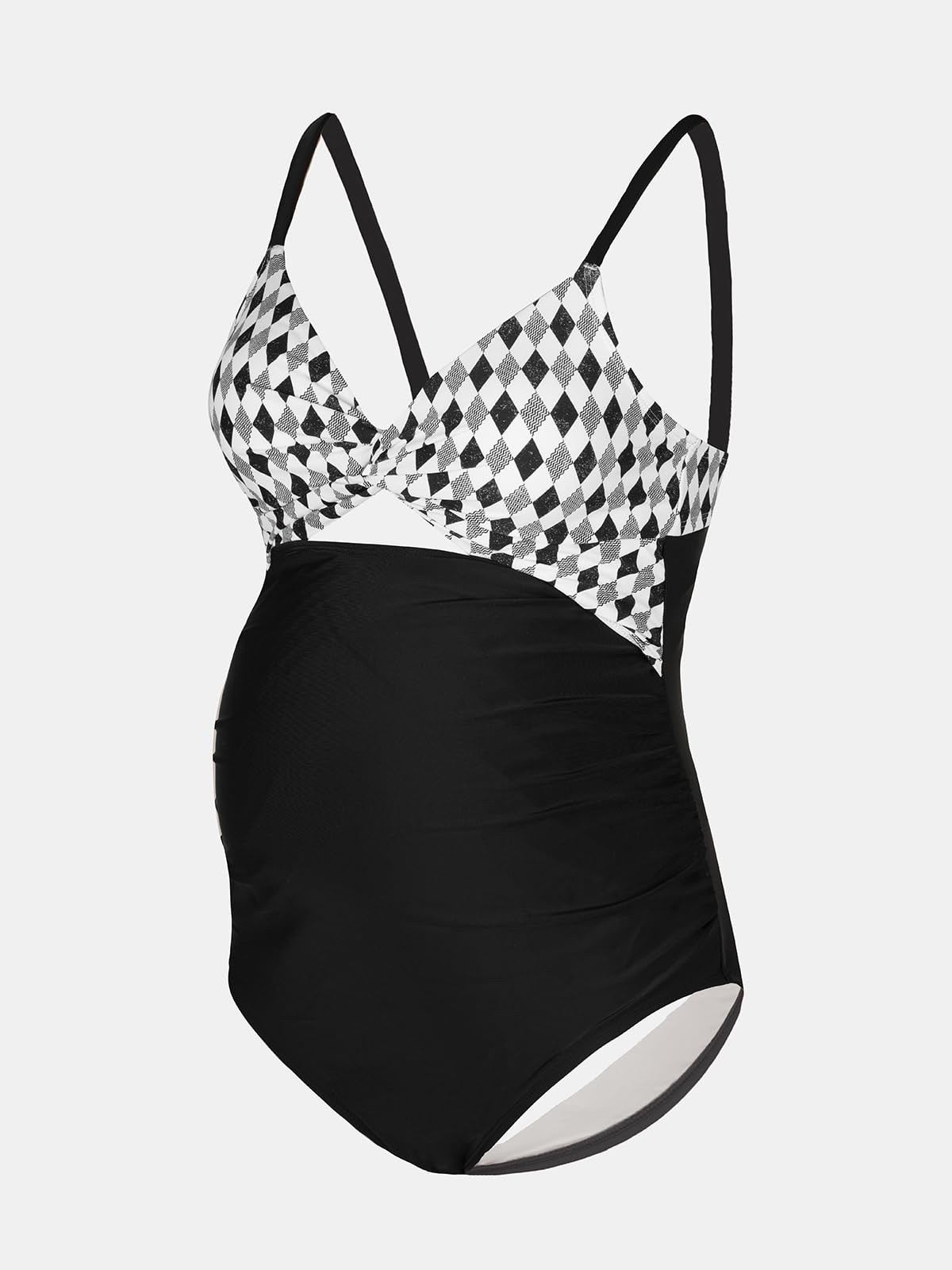 CUPSHE Traje de baño de maternidad de una pieza con cuello en V para embarazo, traje de baño para mujer con abertura frontal y tirantes ajustables