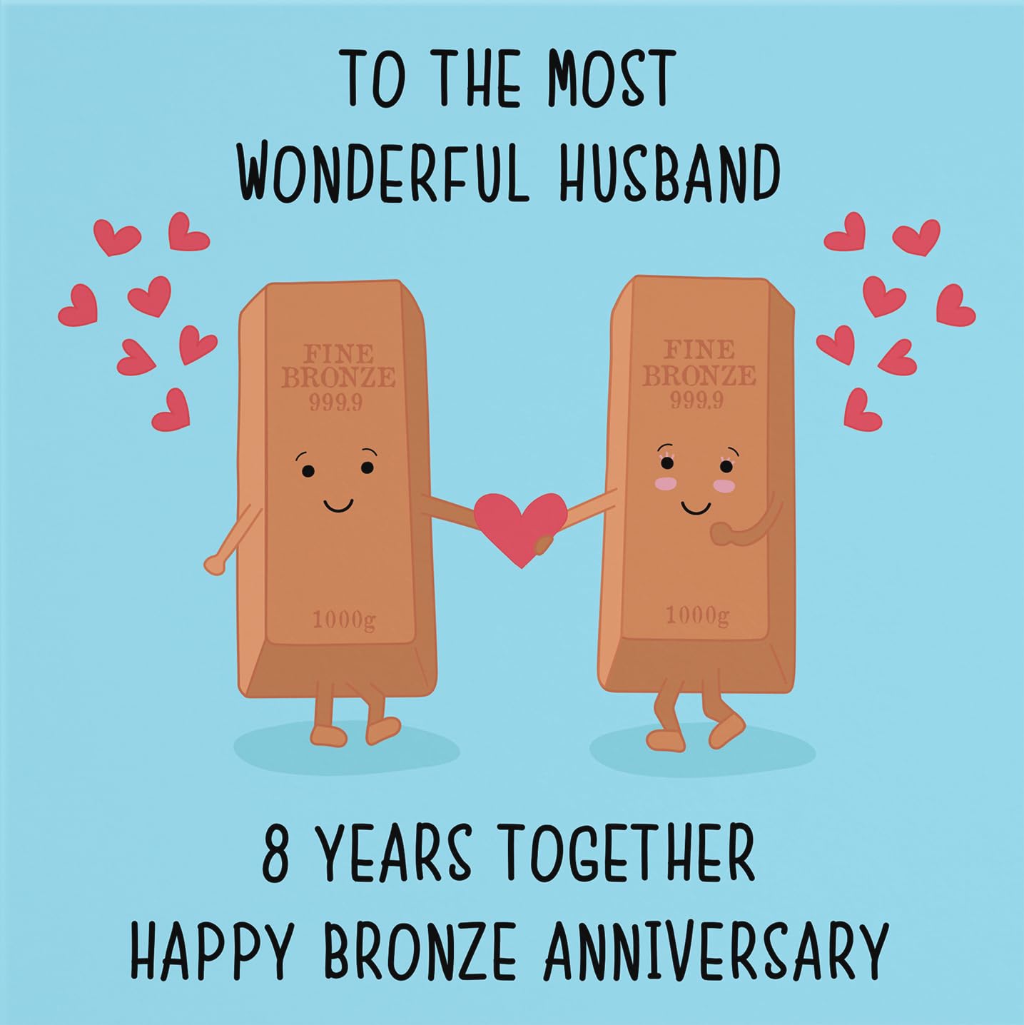 Hunts England, Husband 8th Anniversary Card, To The Most Wonderful Husband, 8 Years Together, Happy Bronze Anniversary - Image 2