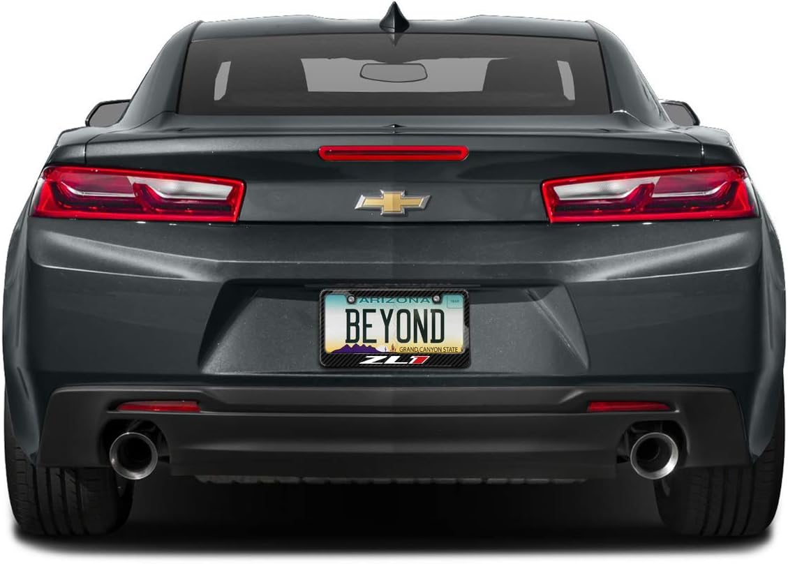 iPick Image Made for Chevrolet Camaro ZL1 Black Real 3K Carbon Fiber Glossy Finish License Plate Frame
