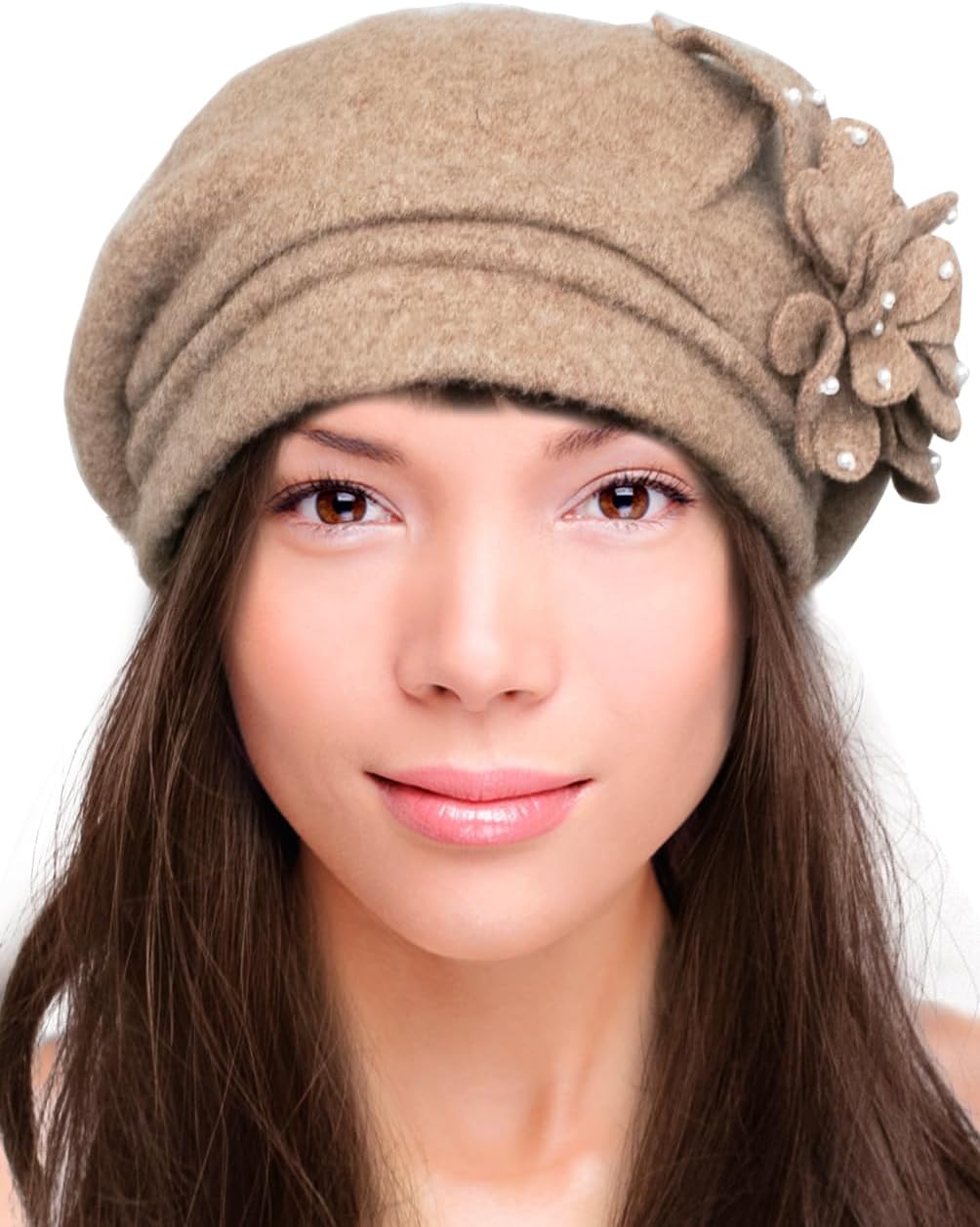 Dahlia Women's Winter Hat - Wool Cloche/Bucket Hat, Slouch, Flower - Image 3
