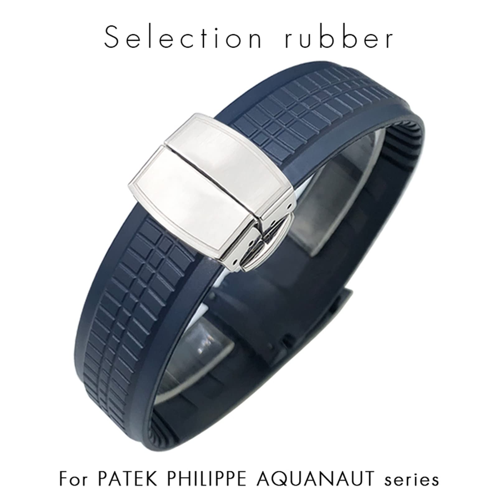 Kolorowe fluorowane gumowe paski do zegarków Patek Philippe 5164A 5167A seria AQUANAUT, klamra motylkowa, silikonowy pasek do zegarka 21 mm
