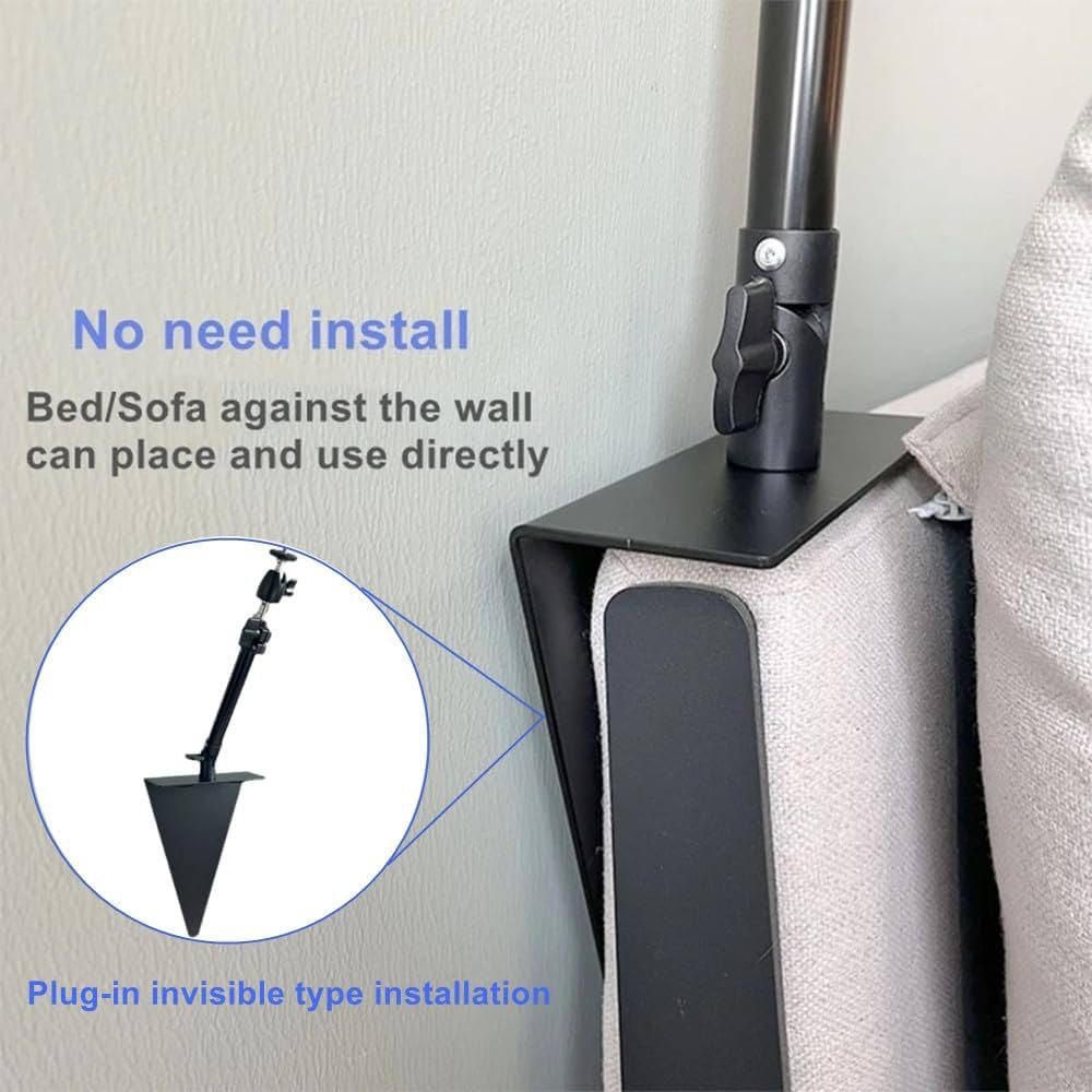 Supporto Per Proiettore Regolabile - Girevole 360°, Inclinabile 90°, Per Letto O Divano (Bianco) - Foto 3