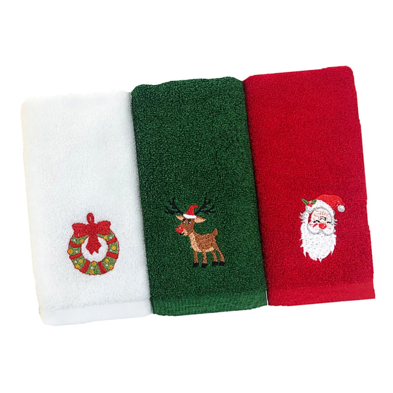 Toalla de algodón navideña bordada de 3 piezas para decorar el baño familiar en estas fiestas