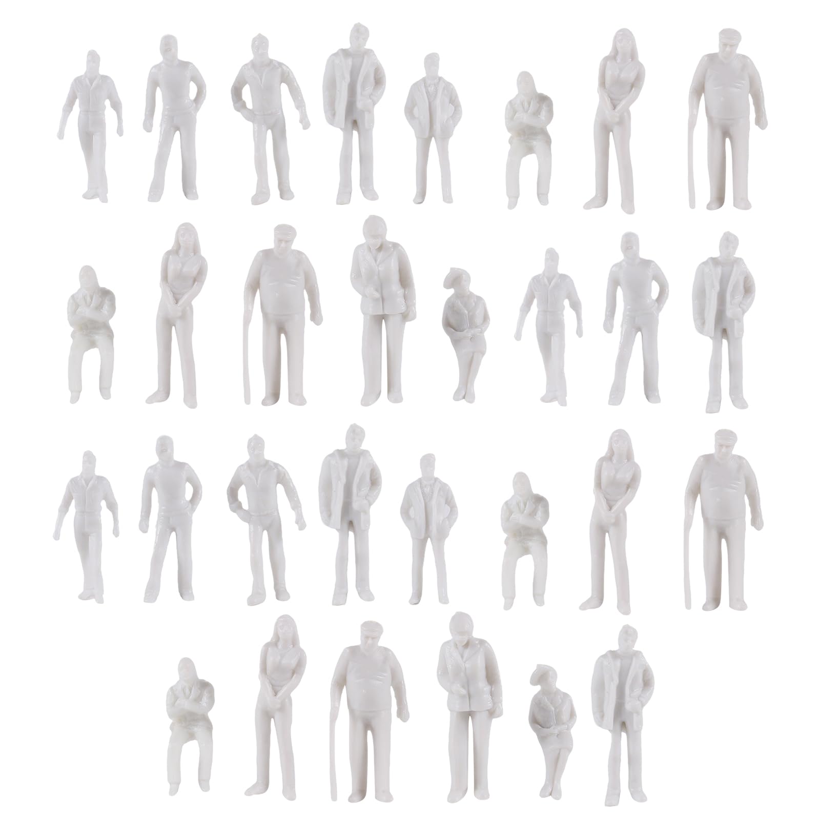 szzijia 30 Pcs 1:42 Scale Unpainted Miniature ABS Plastic Figures People for Architectural Models,Train and Railway Models,School Handicraft Projects