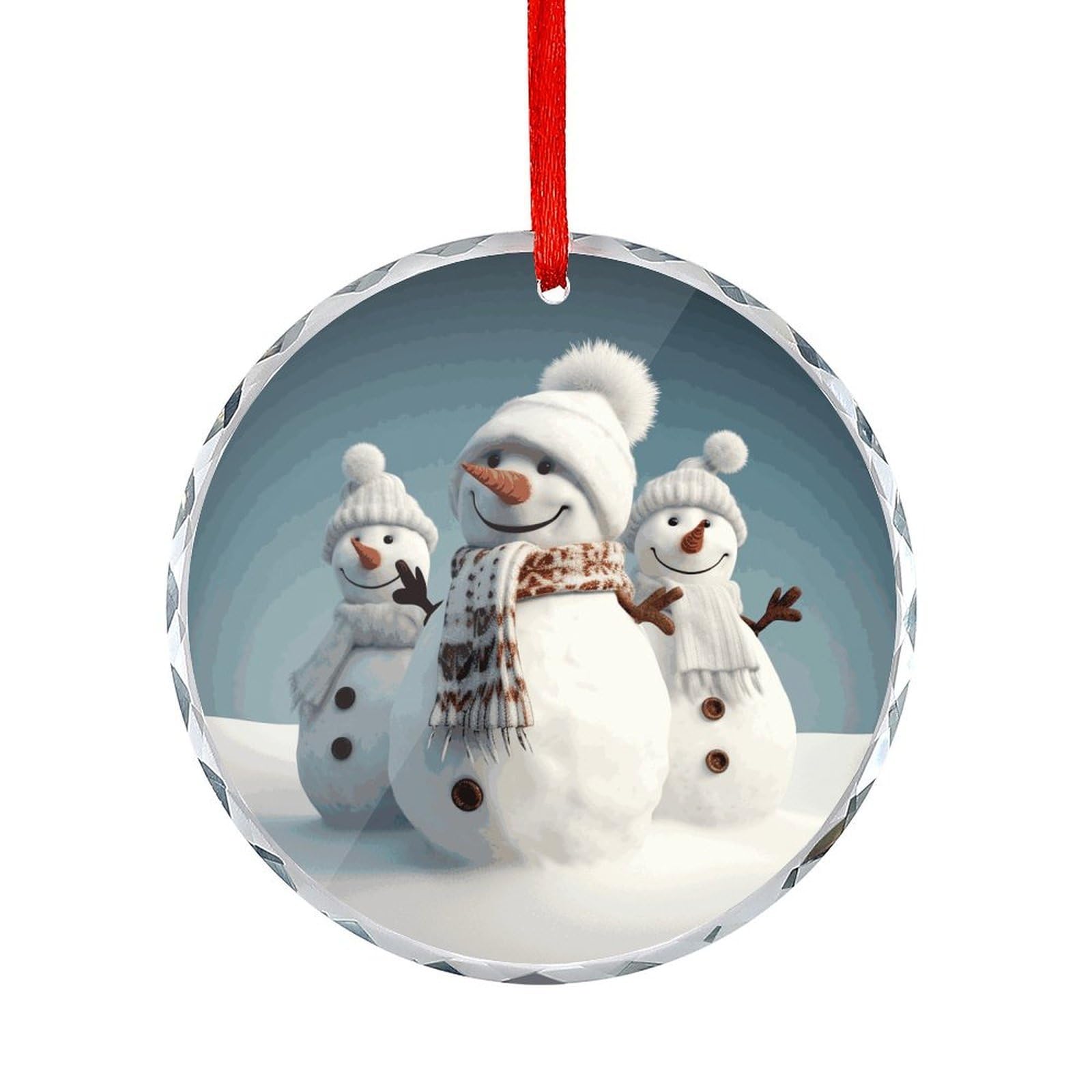Btcowzrv Style Happy Snowman Round Ornament Hanging Pendant Decor