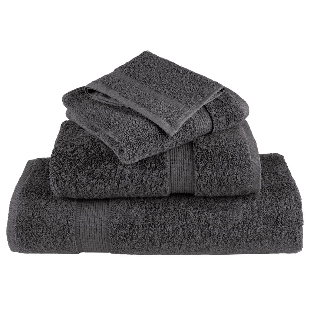 Juego de toallas premium de 8 piezas SOLUND Antracita 600 gsm Juego de toallas de baño familiar, accesorios de baño altamente absorbentes de agua