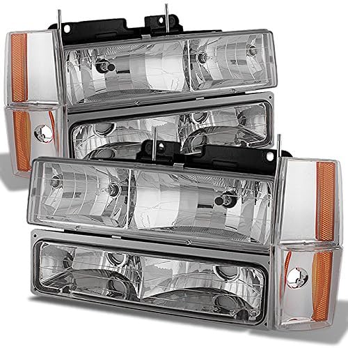 AKKON - For Chevy C/K Series Silverado Suburban Tahoe Pickup Truck Smoked Lens Headlight + Bumper + Corner Light Set