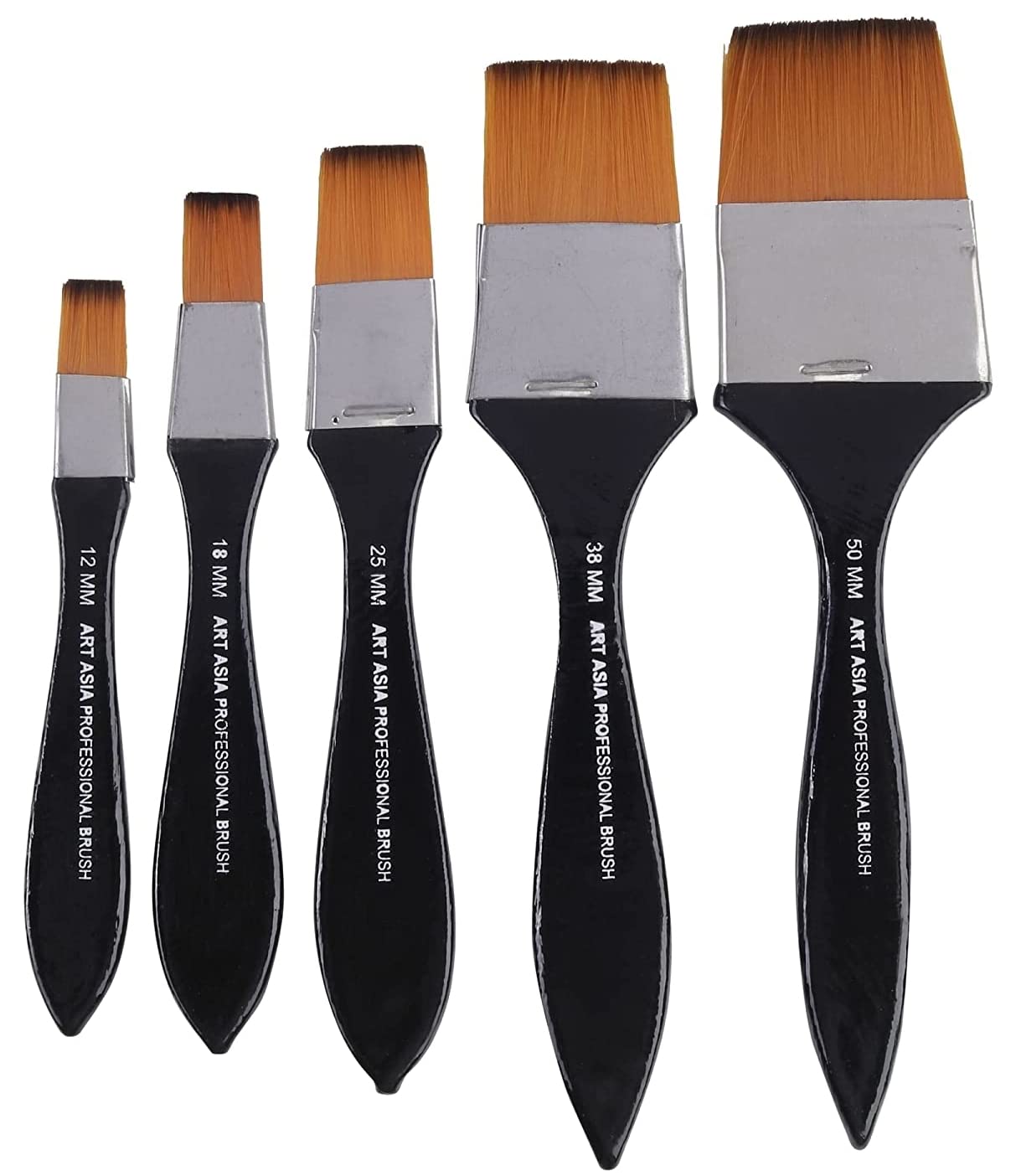 Art Asia Synthetic Flat Wash Brushes Set of 5 for Acrylic, Watercolor and Gouache Painting Black (B091HX2B5J) Amazon Price History, Amazon Price Tracker