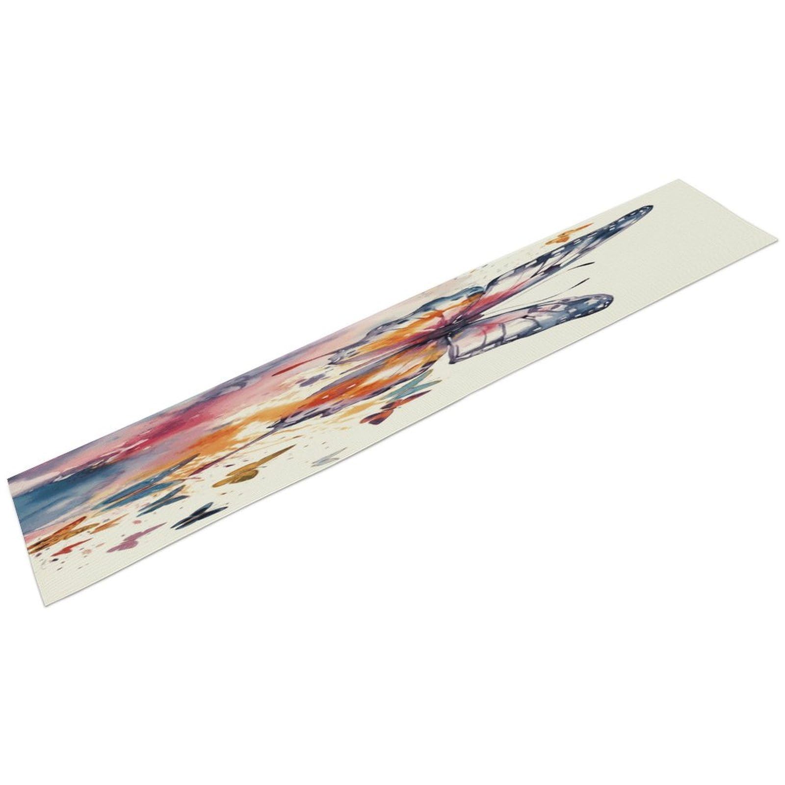 Watercolor Butterfly Table Runner Kitchen Dining Decoration Tablemat Fashion Linen Tables Runner Farmhouse Style Tables Runners for Home Party Indoor Table Runnes 13.4x72.4 Inch