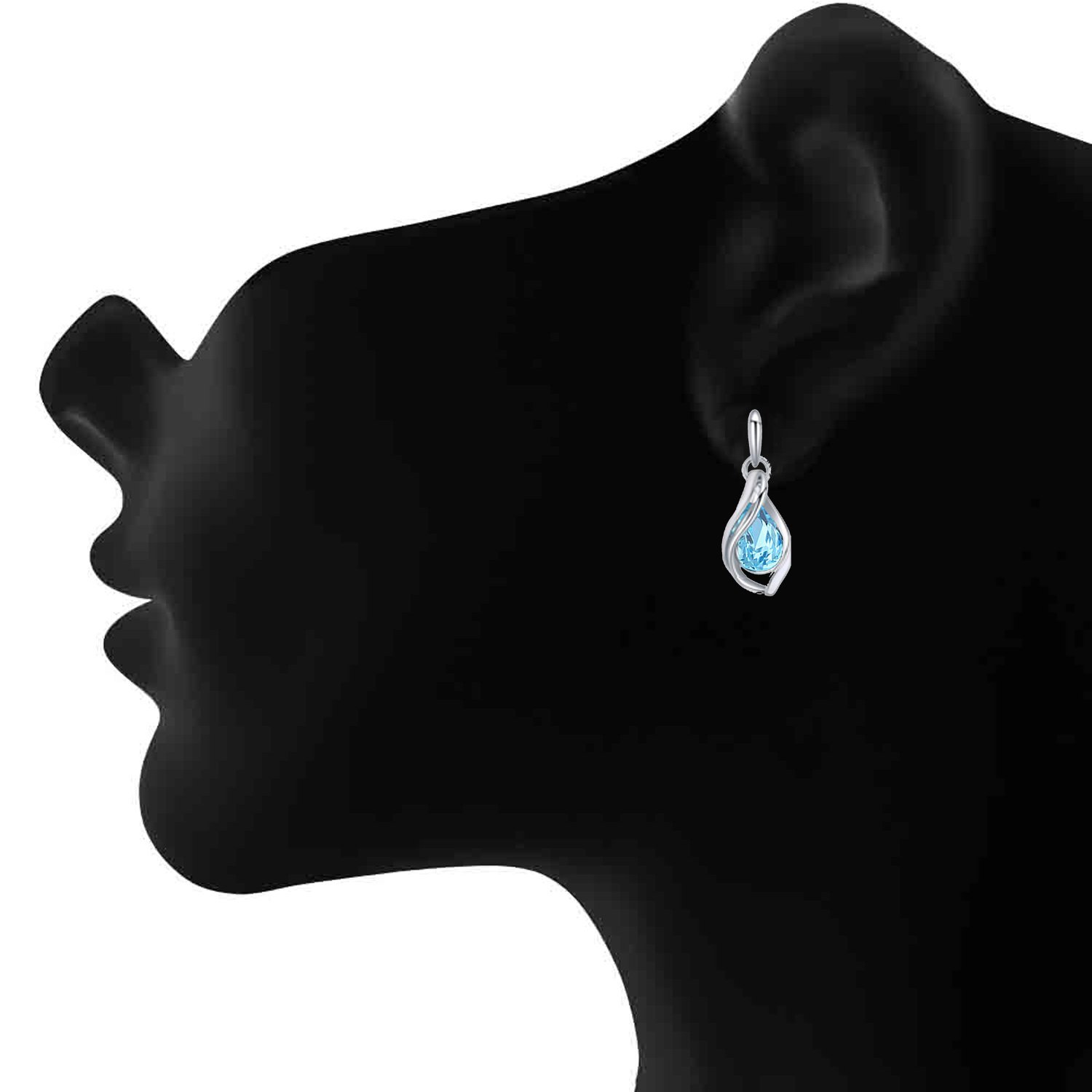 Water Drop Earrings with Crystals, Rhodium Plated