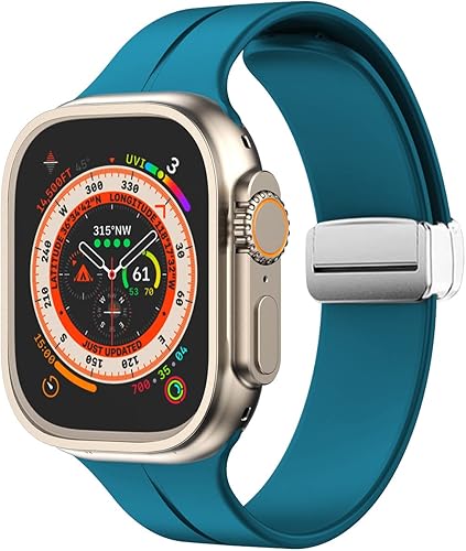 Miniatura 6 de Correa magnética compatible con Apple Watch Band de 1.496 in 1.575 in 1.614 in 1.654 in 1.732 in 1.772 in 1.929 in, correa deportiva de silicona