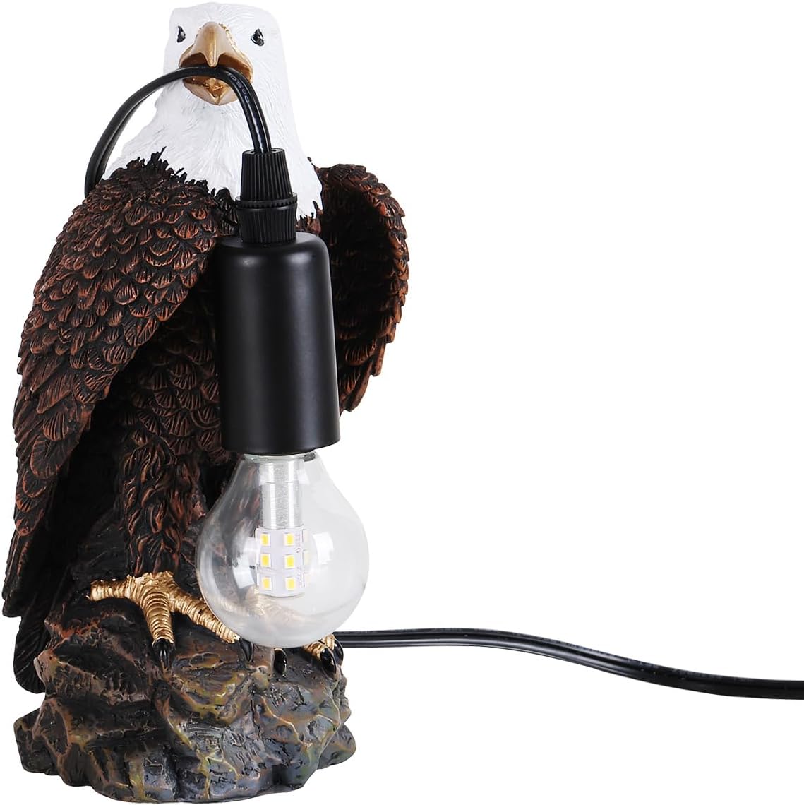 Jorunhe Bird Table Lamp - Resin American Eagle Night Light with E12 Bulb, Crow Table Lamp for Bedroom, Living Room, Cafe, Office Home Decor 7.9" Height