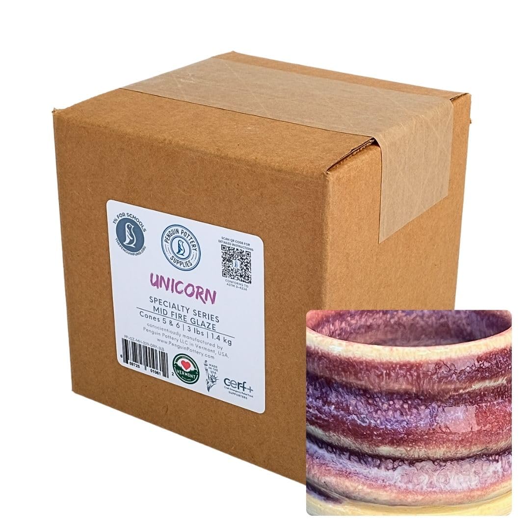 Penguin Pottery - Specialty Series - Unicorn. Dry Mid Fire Glaze for Clay, Pottery Glaze, Cone 5 and Cone 6 - Ceramic Glaze for Pottery (Dry | 3 lbs |