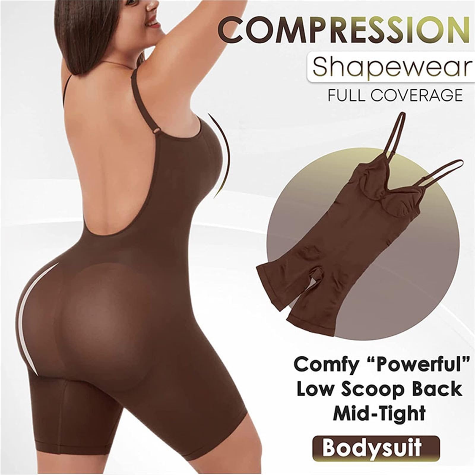 Body Contenitivo Modellante Body a Copertura Totale Shapewear Coscia Body Slim Body con Schiena Bassa Body Shaper Tuta Senza Schienale Shapers Senza Cuciture più Sottile(Beige Thigh,S)